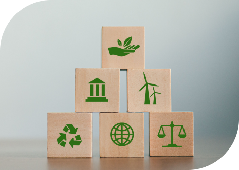 Illustrative box arranged in triangle